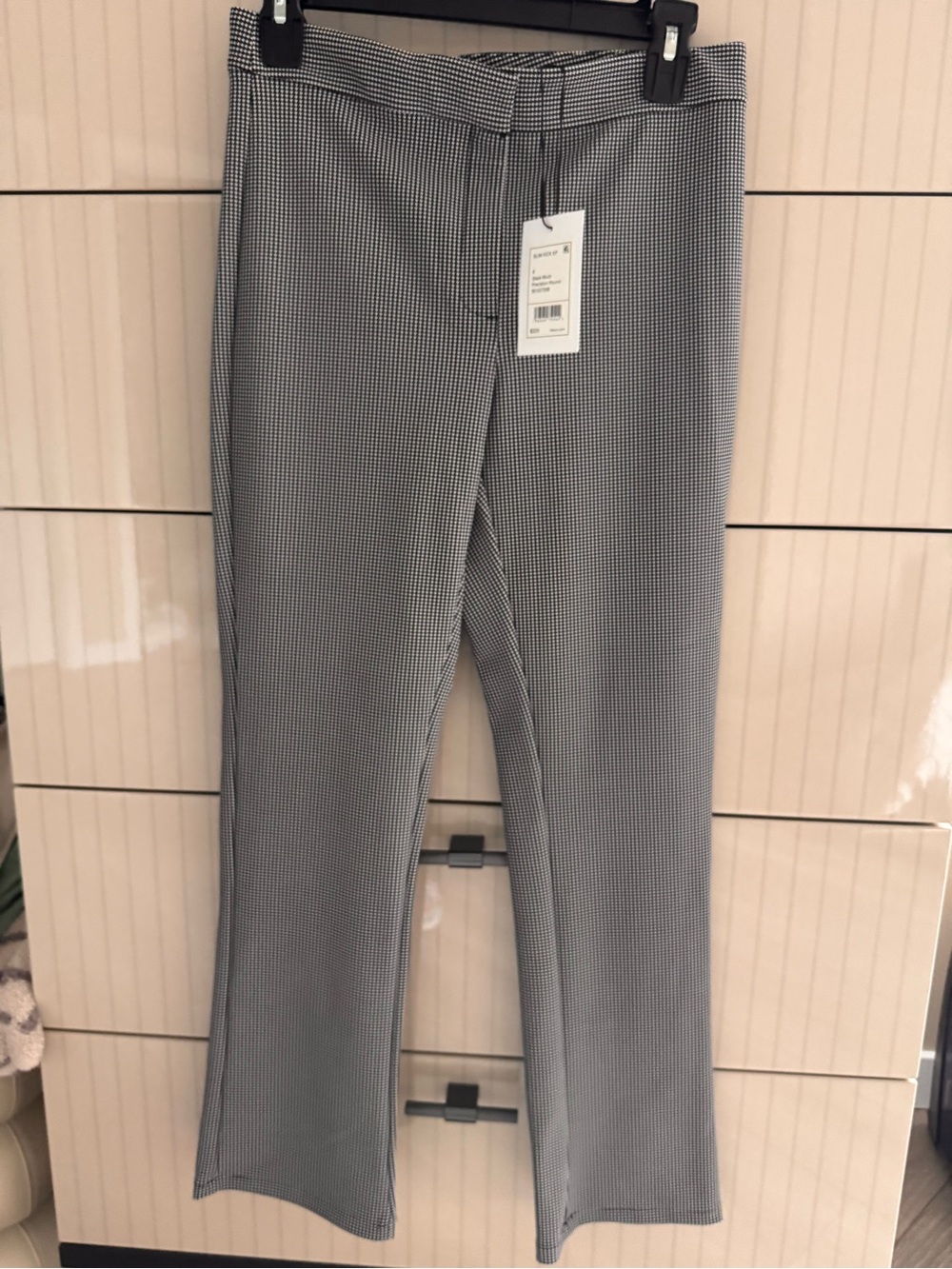 Theory Black & White Micro-Check Stretch Pants